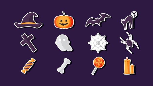 Vector conjunto de elementos de halloween