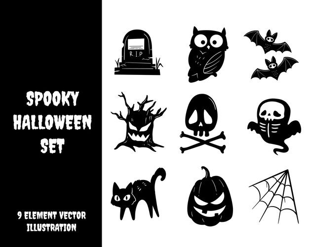 conjunto de elementos de Halloween