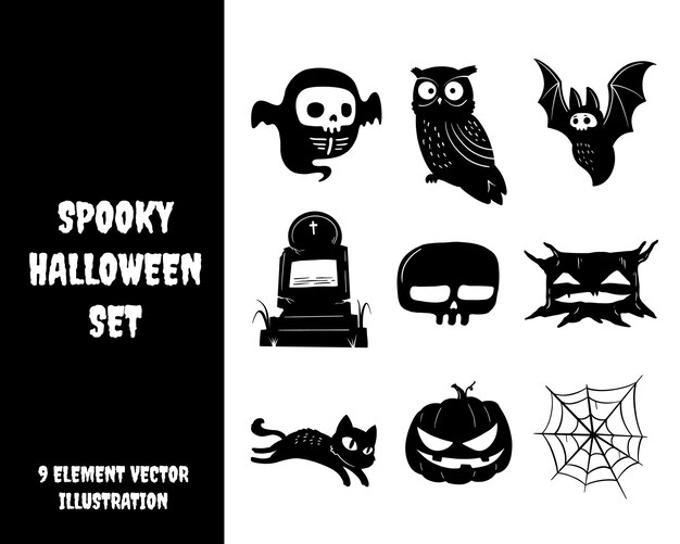 conjunto de elementos de Halloween