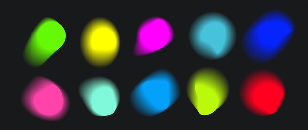 Conjunto de elementos holográficos vectoriales Colección de círculos degradados coloridos para aspectos destacados de las redes sociales
