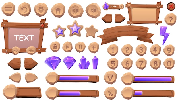 Conjunto de elementos de iconos de botones para juego