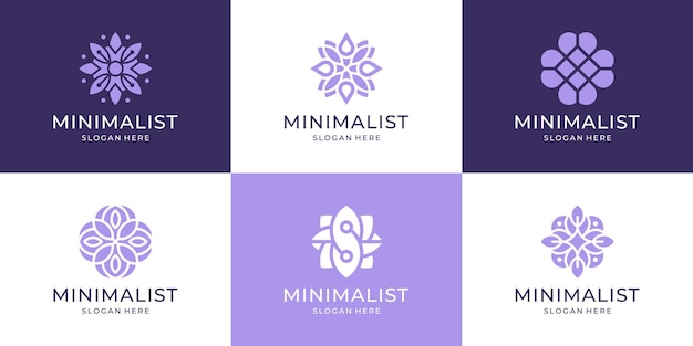 Conjunto de elementos de íconos de logotipos de flores de belleza.