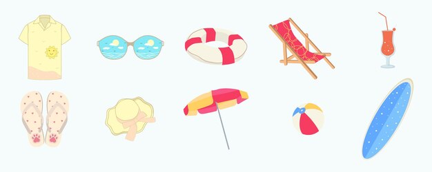 Conjunto de elementos de ilustración para el elemento de día de verano para su diseño