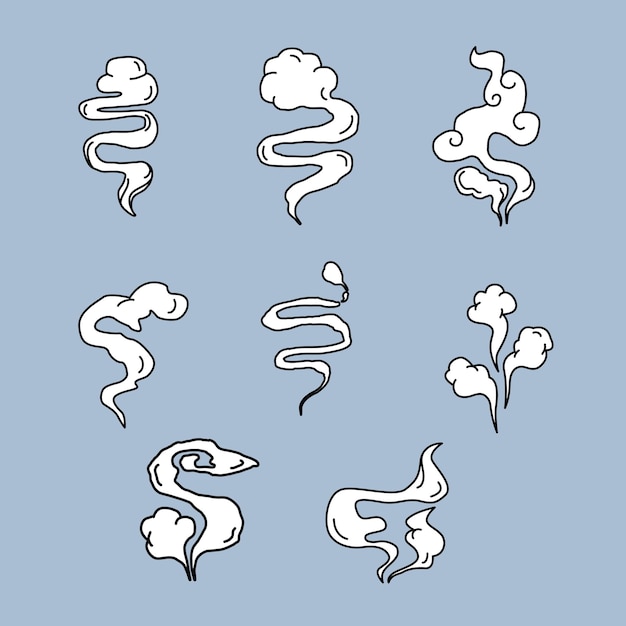 CONJUNTO DE ELEMENTOS DE ILUSTRACIÓN DE HUMO PARA EL DISEÑO