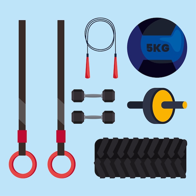Conjunto de elementos de imágenes prediseñadas de Crossfit