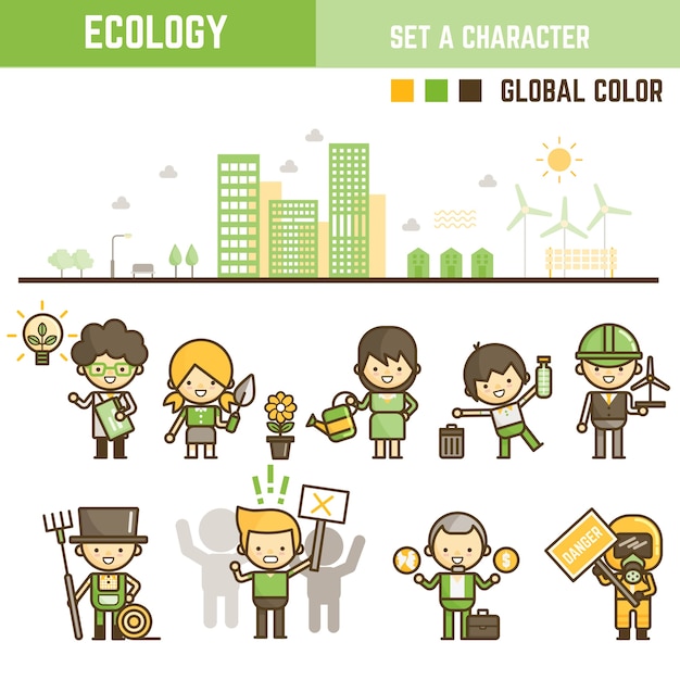 Vector conjunto de elementos de infografía ecología