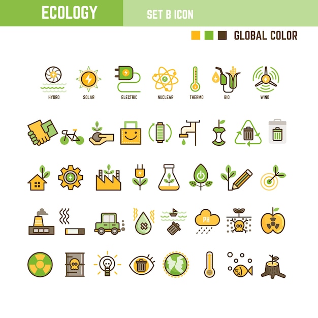 Conjunto de elementos de infografía ecología