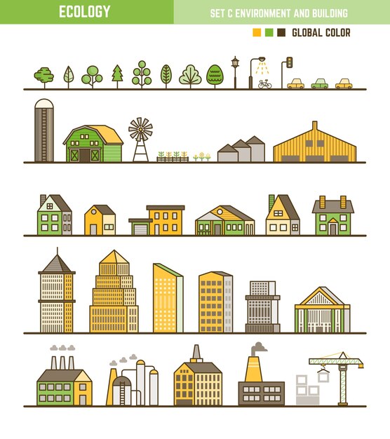 Vector conjunto de elementos de infografía ecología