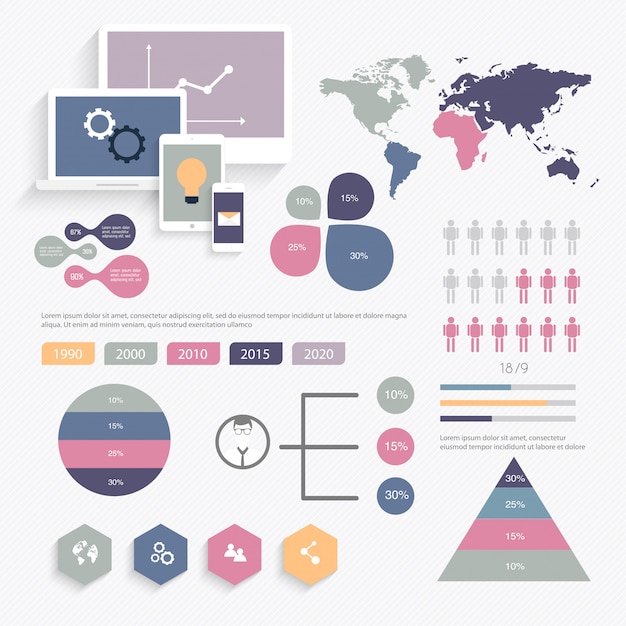 Vector conjunto de elementos de infografía en estilo moderno plano empresarial.