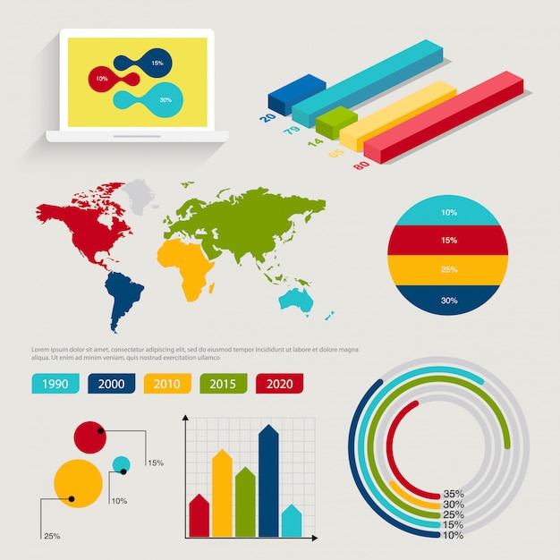 Vector conjunto de elementos de infografía en estilo moderno plano empresarial.