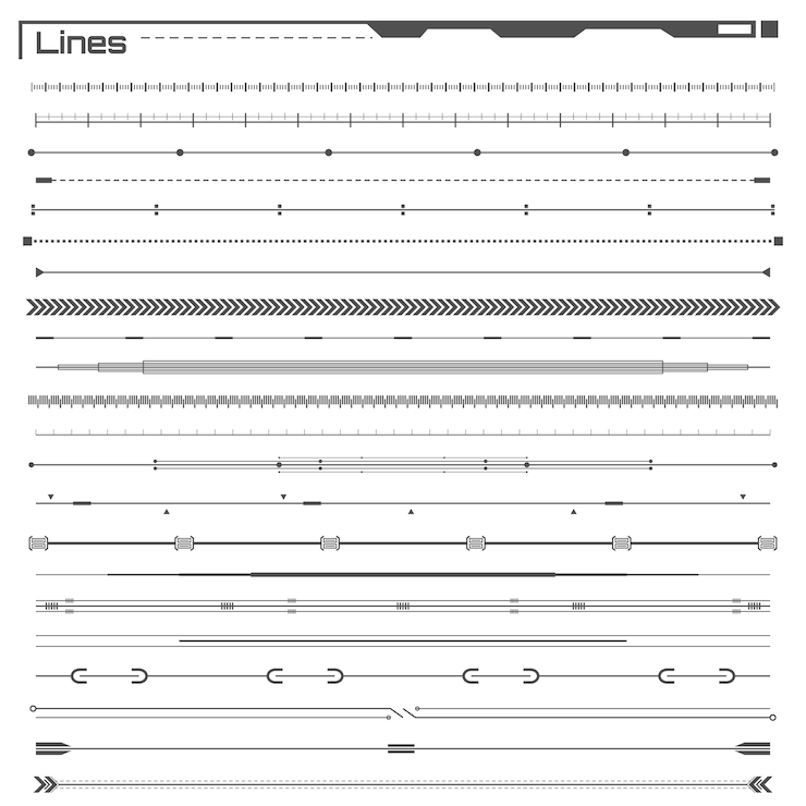 Vector conjunto de elementos de infografía líneas de hud negro. interfaz de usuario futurista. gráficos virtuales.