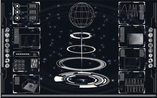 Conjunto de elementos infográficos en blanco y negro