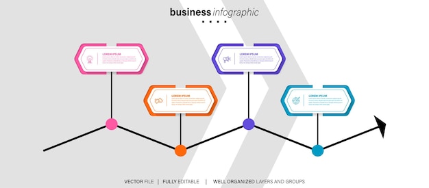 Conjunto de elementos infográficos en estilo empresarial plano moderno