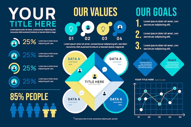 Conjunto de elementos infográficos planos dibujados a mano