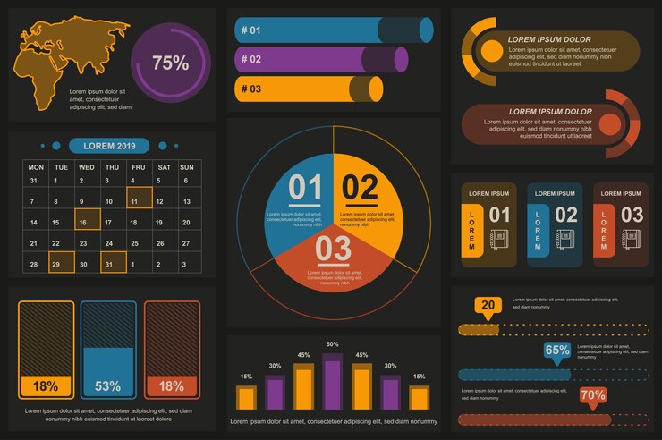Vector conjunto de elementos infográficos plantilla de diseño de vector de visualización de datos se puede utilizar para opciones de pasos diagrama de flujo de trabajo de proceso de negocio concepto de diagrama de flujo línea de tiempo iconos de marketing gráficos de información