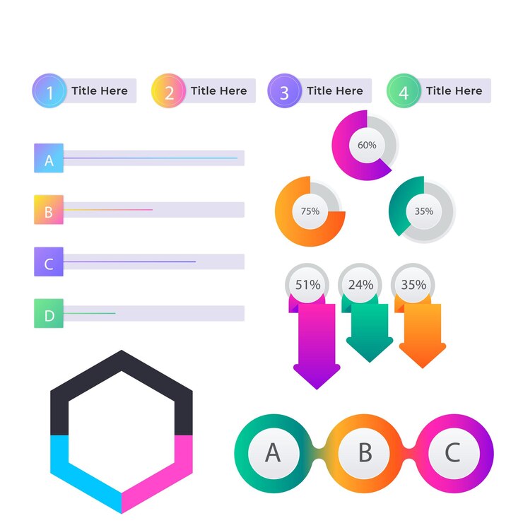 Vector conjunto de elementos infográficos plantilla de diseño vectorial de visualización de datos se puede utilizar para la opción de pasos