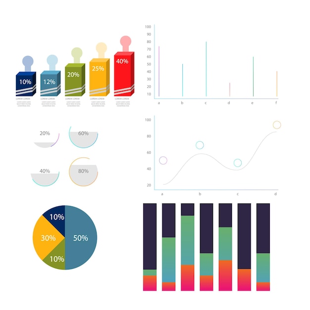 Conjunto de elementos infográficos plantilla de diseño vectorial de visualización de datos Se puede utilizar para la opción de pasos