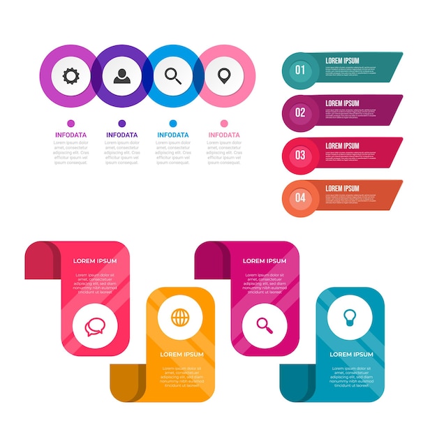 Conjunto de elementos infográficos plantilla de diseño vectorial de visualización de datos Se puede utilizar para la opción de pasos