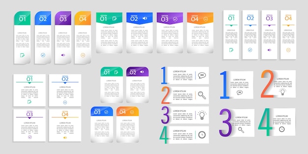 Conjunto de elementos infográficos plantilla de diseño vectorial de visualización de datos Se puede utilizar para la opción de pasos
