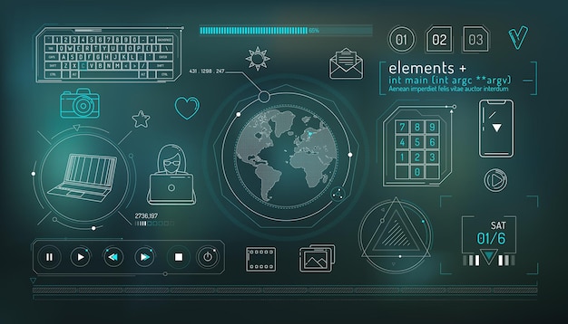 Conjunto de elementos infográficos sobre comunicación en internet y red global