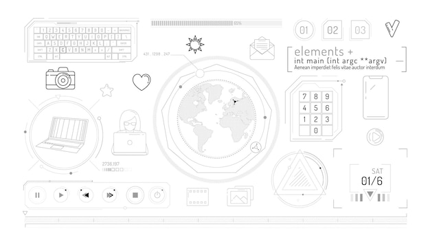 Conjunto de elementos infográficos sobre la comunicación por Internet y la red global