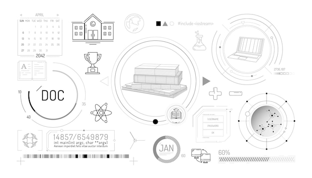 Conjunto de elementos infográficos sobre educación y aprendizaje.