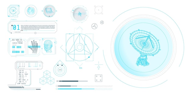 Conjunto de elementos infográficos sobre el tema de las tecnologías de Internet y la decodificación de datos Ilustración vectorial