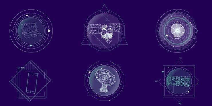 Vector conjunto de elementos infográficos sobre el tema de las tecnologías de internet y la decodificación de datos ilustración vectorial