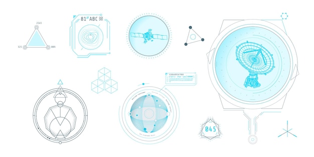 Conjunto de elementos infográficos sobre el tema de las tecnologías de Internet y la ilustración vectorial de big data