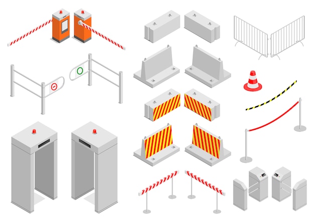 Vector conjunto de elementos infraestructura seguridad