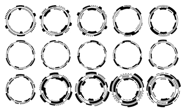 Conjunto de elementos de interfaz de usuario de círculo negro tecnología diseño futurista moderno creativo en blanco