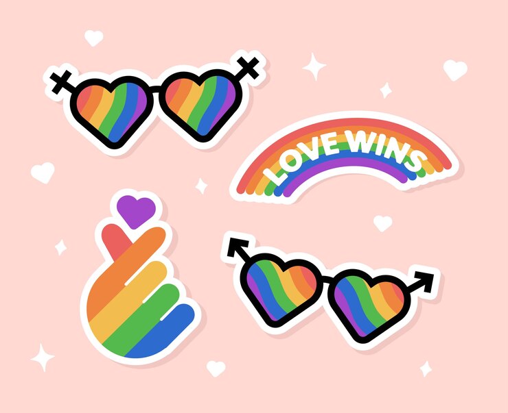 Vector conjunto de elementos lgbt del mes del orgullo de diseño plano vectorial