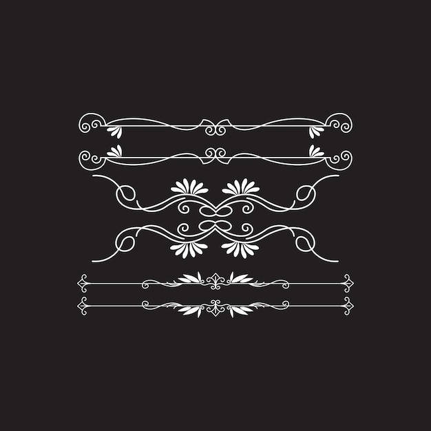 Conjunto de elementos de línea delgada del divisor Ornamento vintage