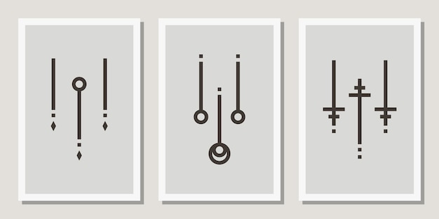 Conjunto de elementos de línea de póster de arte de pared de diseño de estilo minimalista