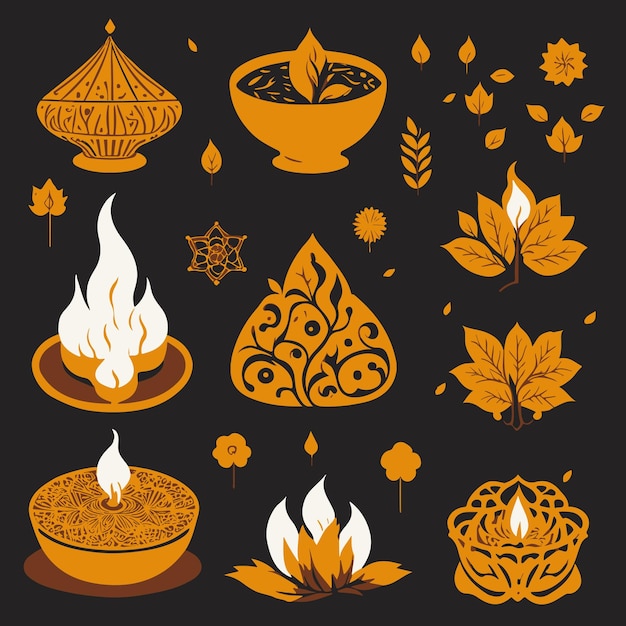 conjunto de elementos de luces de Diwali
