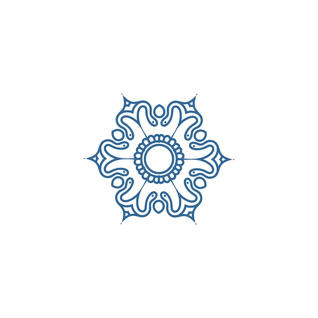 conjunto de elementos mandala azul flor