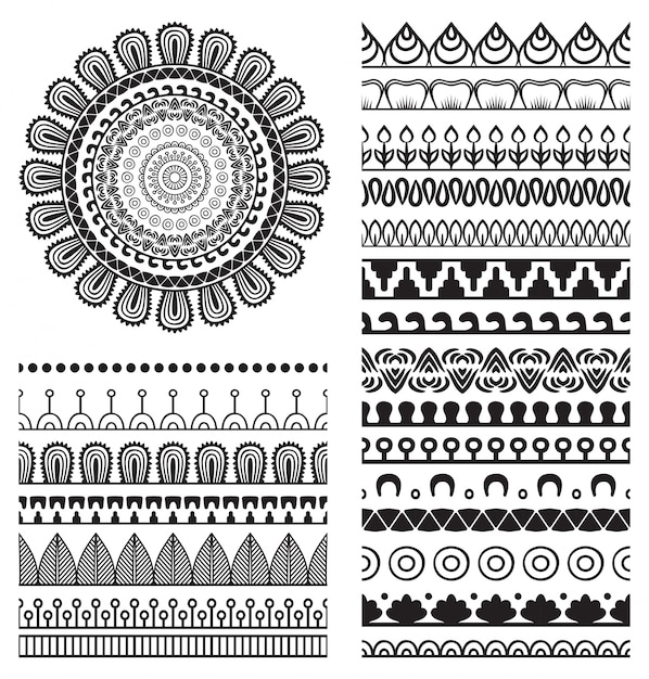 Conjunto de elementos de mandala