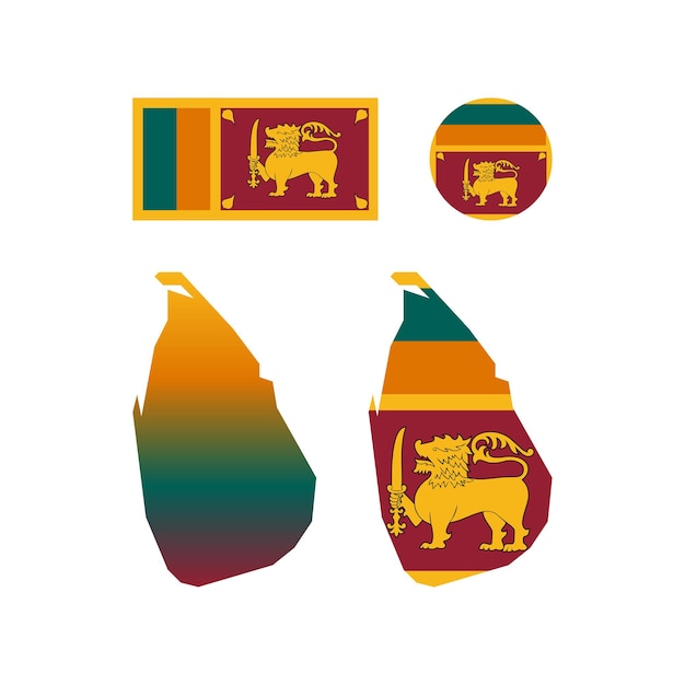 Conjunto de elementos de mapa y bandera nacional de Sri Lanka....