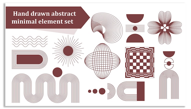 Conjunto de elementos mínimos abstractos dibujados a mano