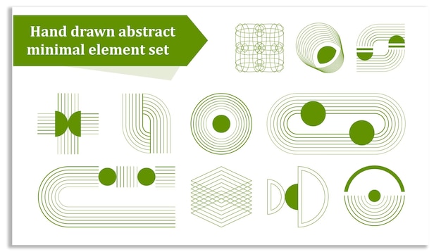 Conjunto de elementos mínimos abstractos dibujados a mano