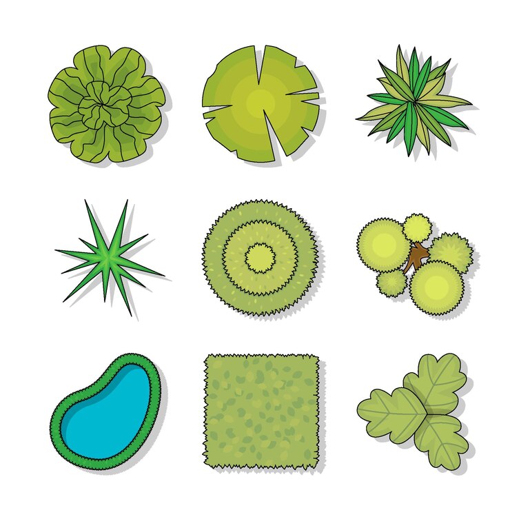 Vector conjunto de elementos mixtos de plan de árbol