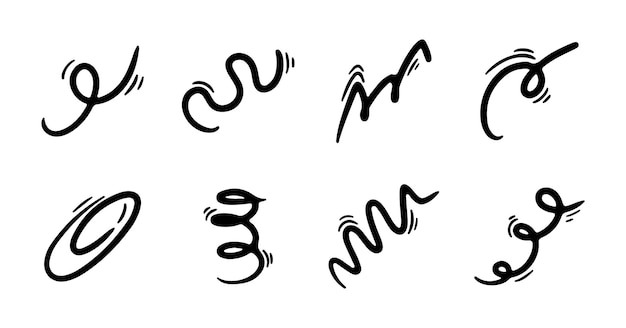 Conjunto de elementos de movimiento de línea emoción efectos gráficos decoración iconos garabateo elementos de línea flecha