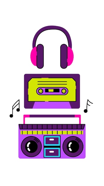 Vector conjunto de elementos musicales de los 90.