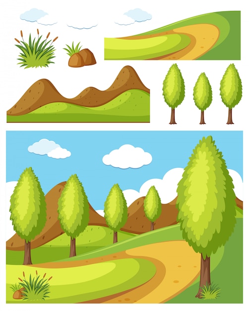 Vector conjunto de elementos de la naturaleza.