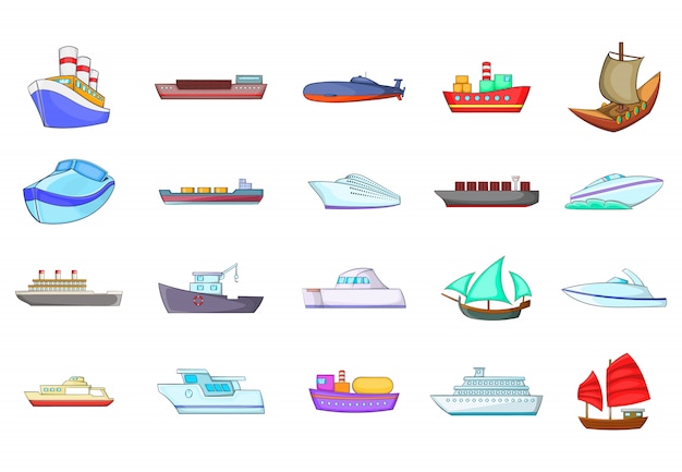 Conjunto de elementos de la nave. Conjunto de dibujos animados de elementos de vector de barco