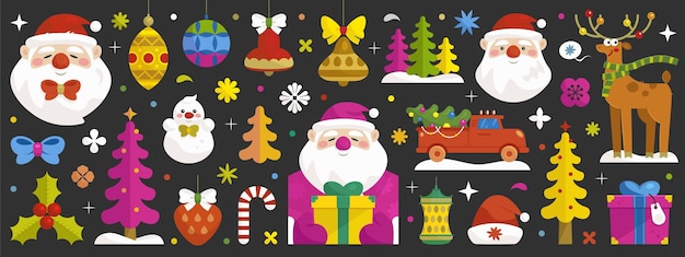 Conjunto de elementos de Navidad y Año Nuevo