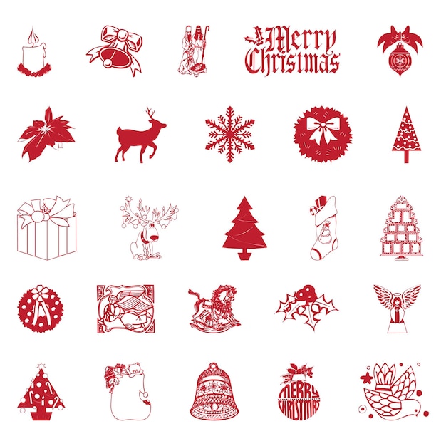 conjunto de elementos de Navidad colección de elementos de Navidad iconos vectoriales de Navidad decoración de año nuevo