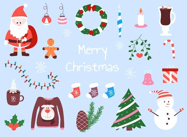 Conjunto de elementos de Navidad Ilustración vectorial
