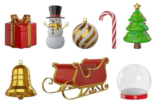 conjunto de elementos navideños colección de objetos realistas 3d