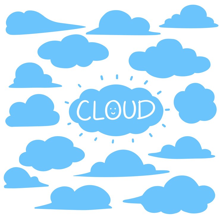 Vector conjunto de elementos de nube estilo dibujado a mano
